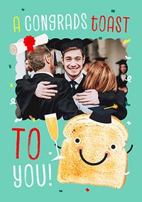 Tap to view Graduation Toast Photo Upload Congratulations Teal Card