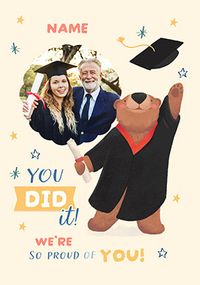 Tap to view You Did It! Cinnamon Bear Graduation Photo Congratulations Card