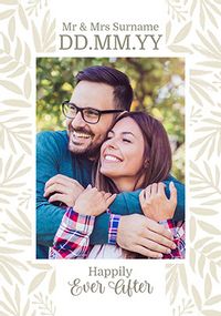 Tap to view Floral Border Wedding Photo Upload Card