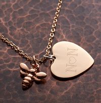Tap to view Heart Initials Bee Charm Necklace - Personalised